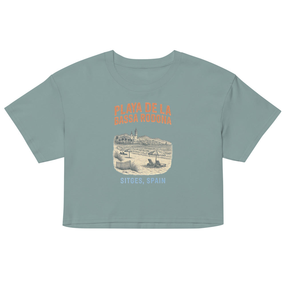 Debut garment mockup | Playa de la Bassa Rodone (Crop Top) | Mineral