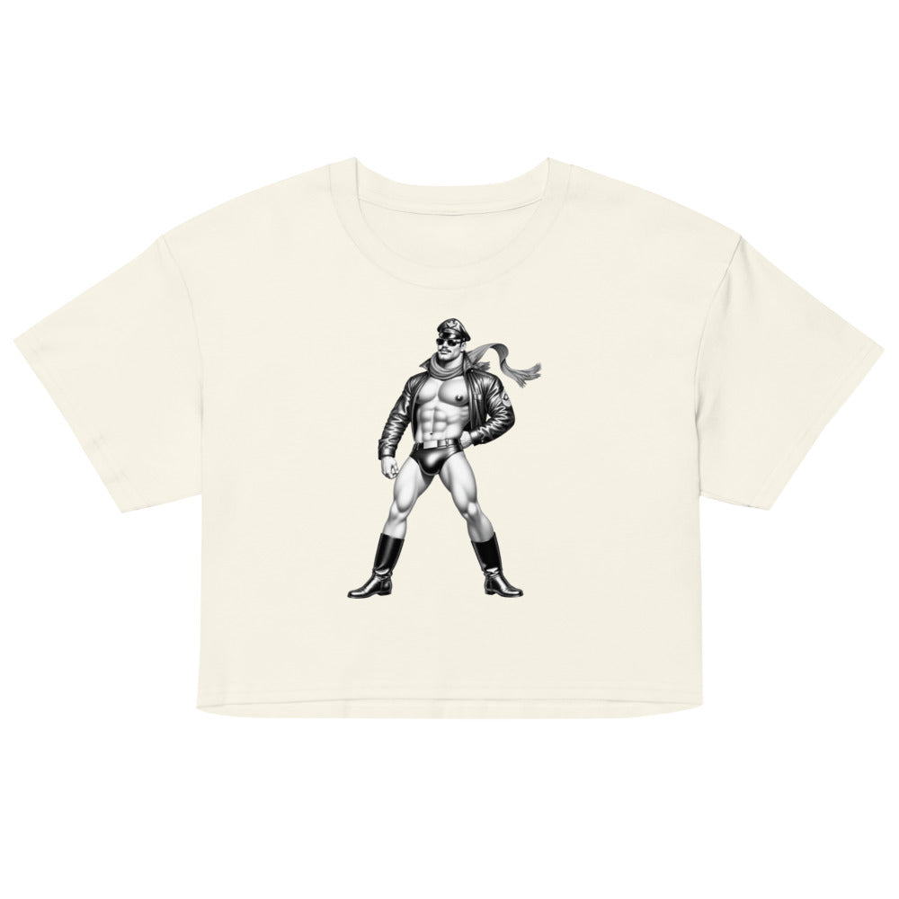 Debut garment mockup | Permission to Land (Crop Top) | Natural