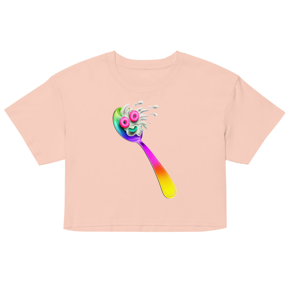 Spooning Leads to Forking (Crop Top) - Pale Pink