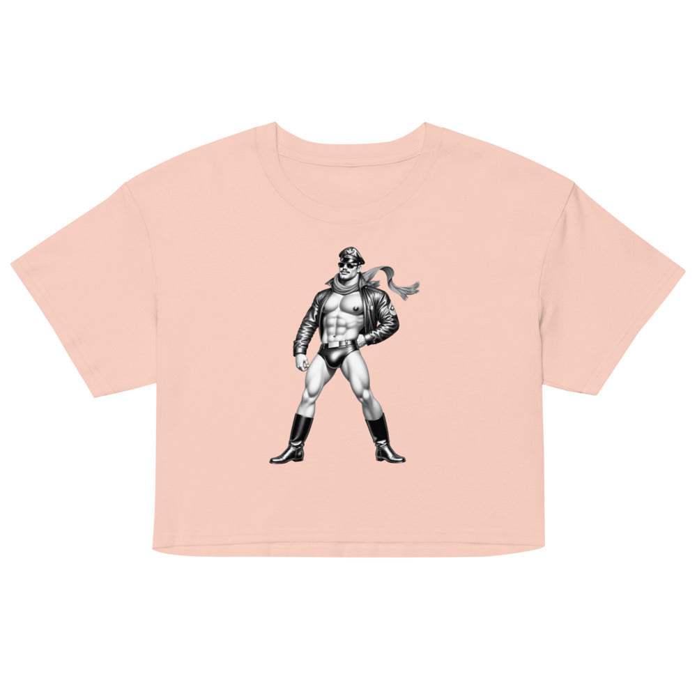 Debut garment mockup | Permission to Land (Crop Top) | Pale Pink