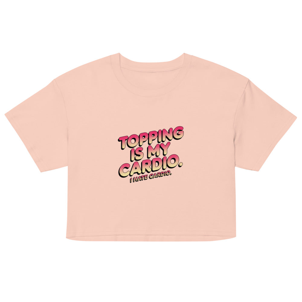 Debut garment mockup | Topping Is My Cardio (Crop Top) | Pale Pink