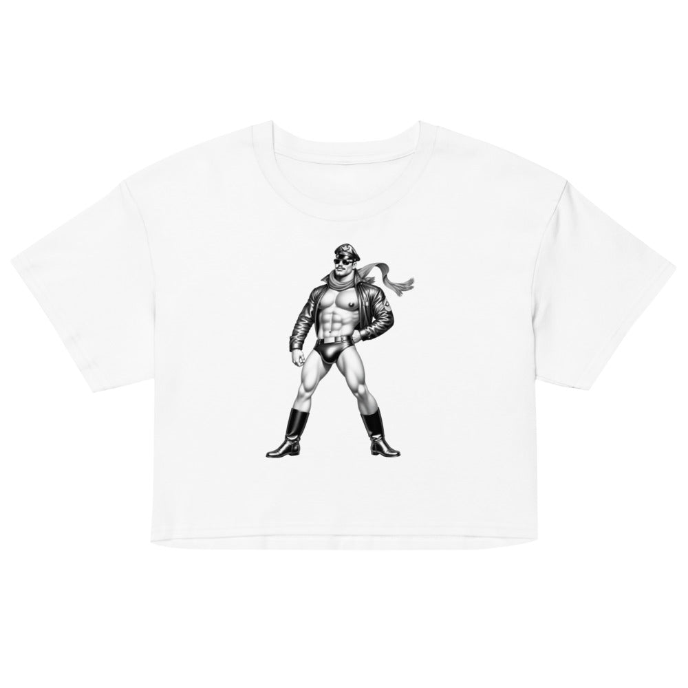 Debut garment mockup | Permission to Land (Crop Top) | White