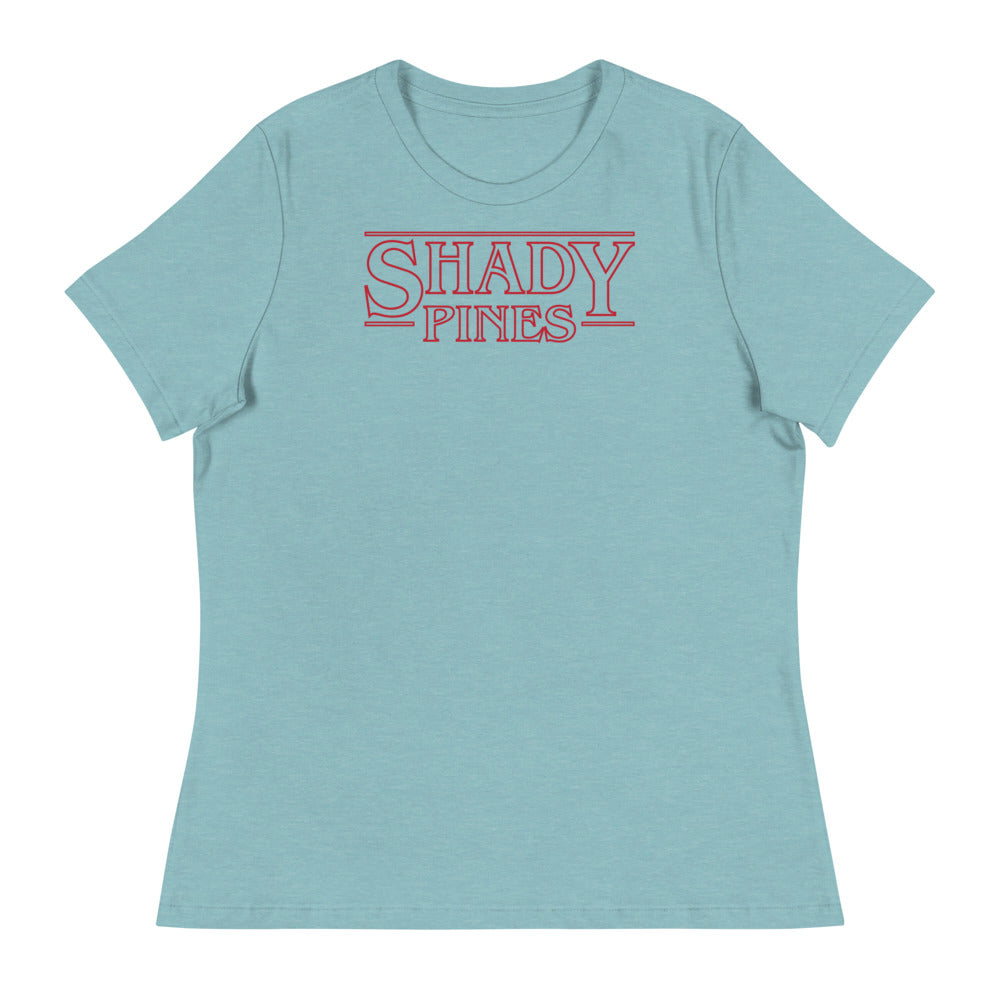 Debut garment mockup | Shady Pines (Women's) | Heather Blue Lagoon