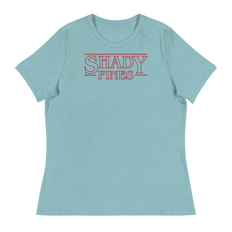 Debut garment mockup | Shady Pines (Women's) | Heather Blue Lagoon