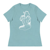 Debut garment mockup | Bikini Cowboy (Women's) | Heather Blue Lagoon