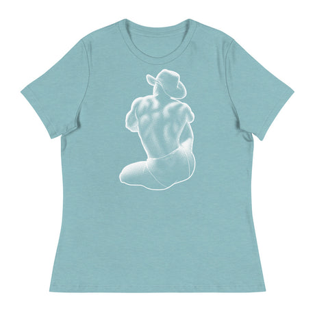 Debut garment mockup | Bikini Cowboy (Women's) | Heather Blue Lagoon