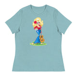Debut garment mockup | Smoky Mountain Glam (Women's) | Heather Blue Lagoon