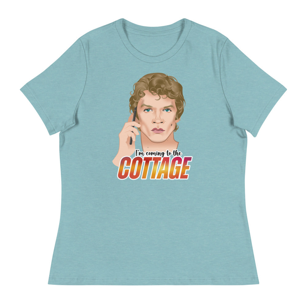 Debut garment mockup | The Cottage (Women's) | Heather Blue Lagoon