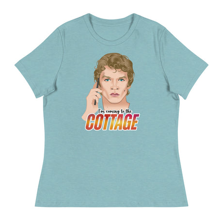 Debut garment mockup | The Cottage (Women's) | Heather Blue Lagoon