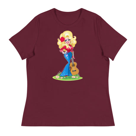 Debut garment mockup | Smoky Mountain Glam (Women's) | Maroon
