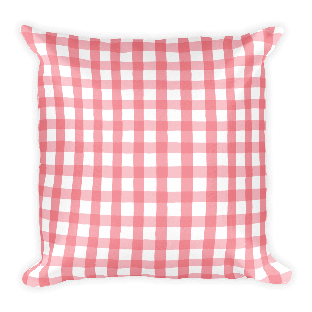Pink Gingham (Pillow)-Pillow-Swish Embassy