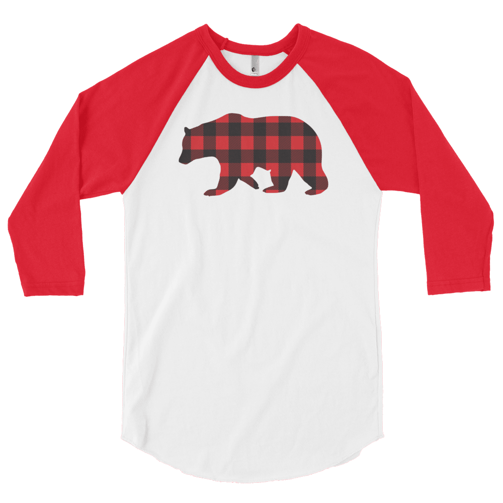 Plaid Bear (Raglan)-Raglan-Swish Embassy