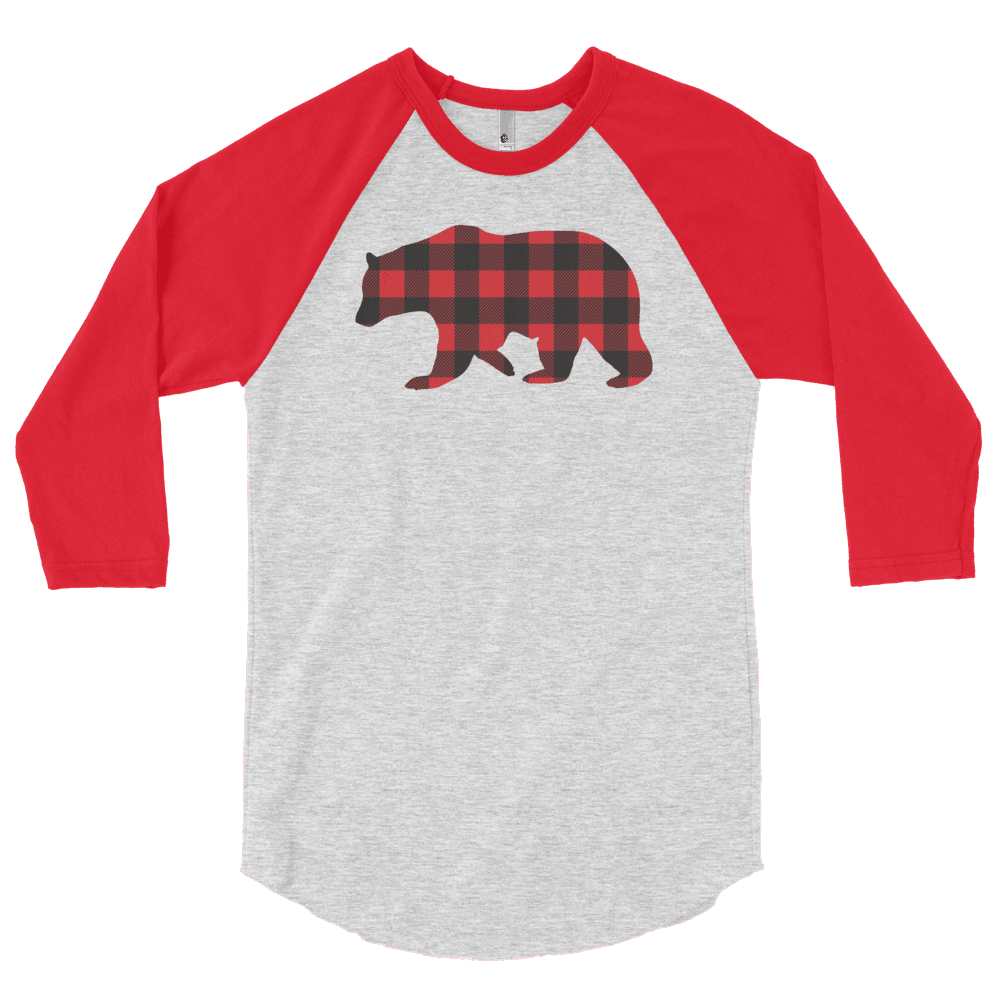 Plaid Bear (Raglan)-Raglan-Swish Embassy