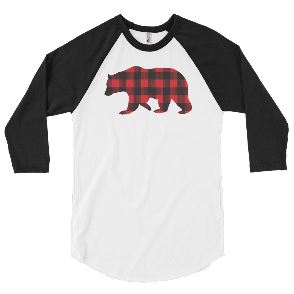 Plaid Bear (Raglan)-Raglan-Swish Embassy