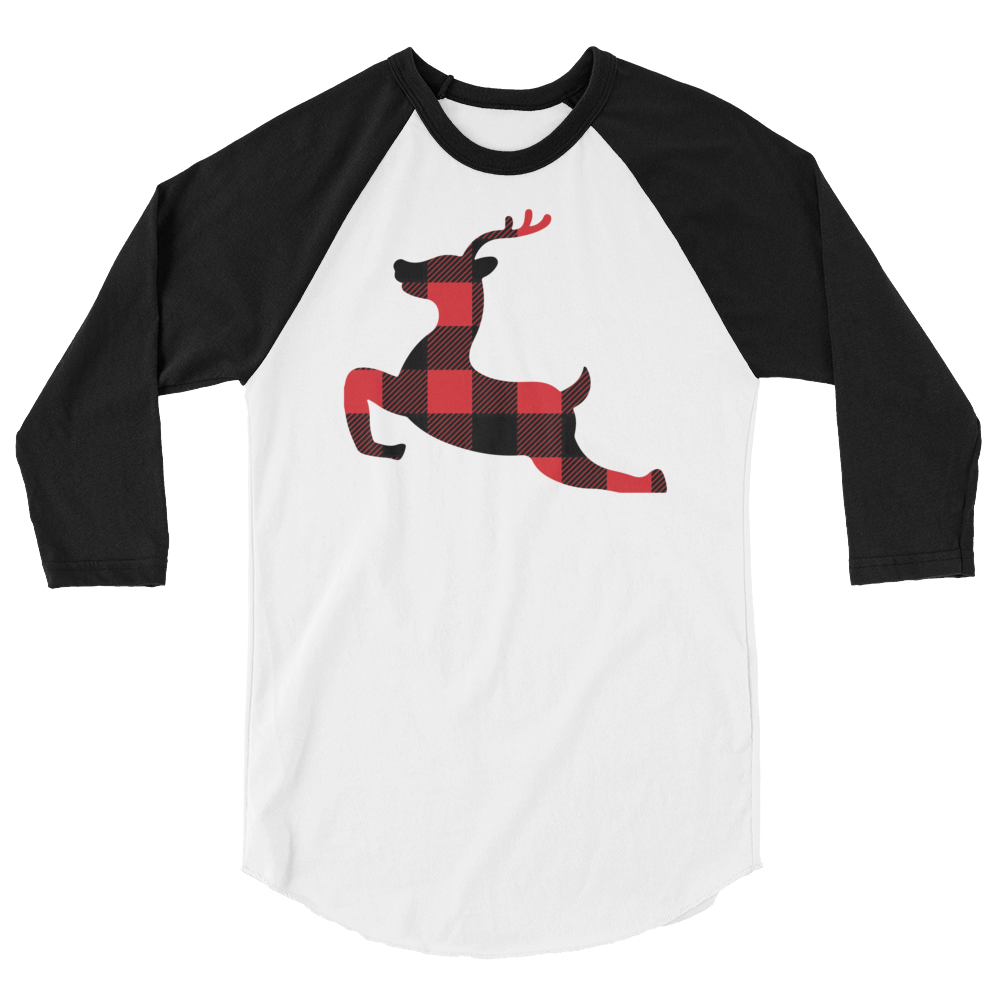 Plaid Reindeer (Raglan)-Raglan-Swish Embassy