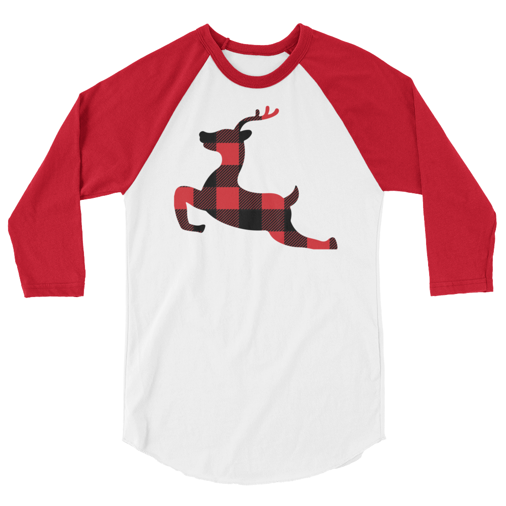 Plaid Reindeer (Raglan)-Raglan-Swish Embassy