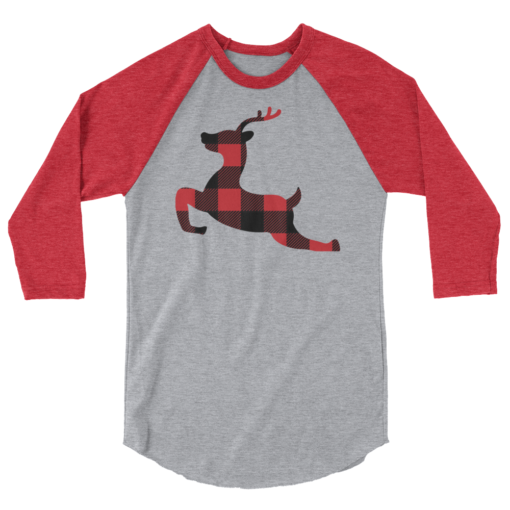 Plaid Reindeer (Raglan)-Raglan-Swish Embassy